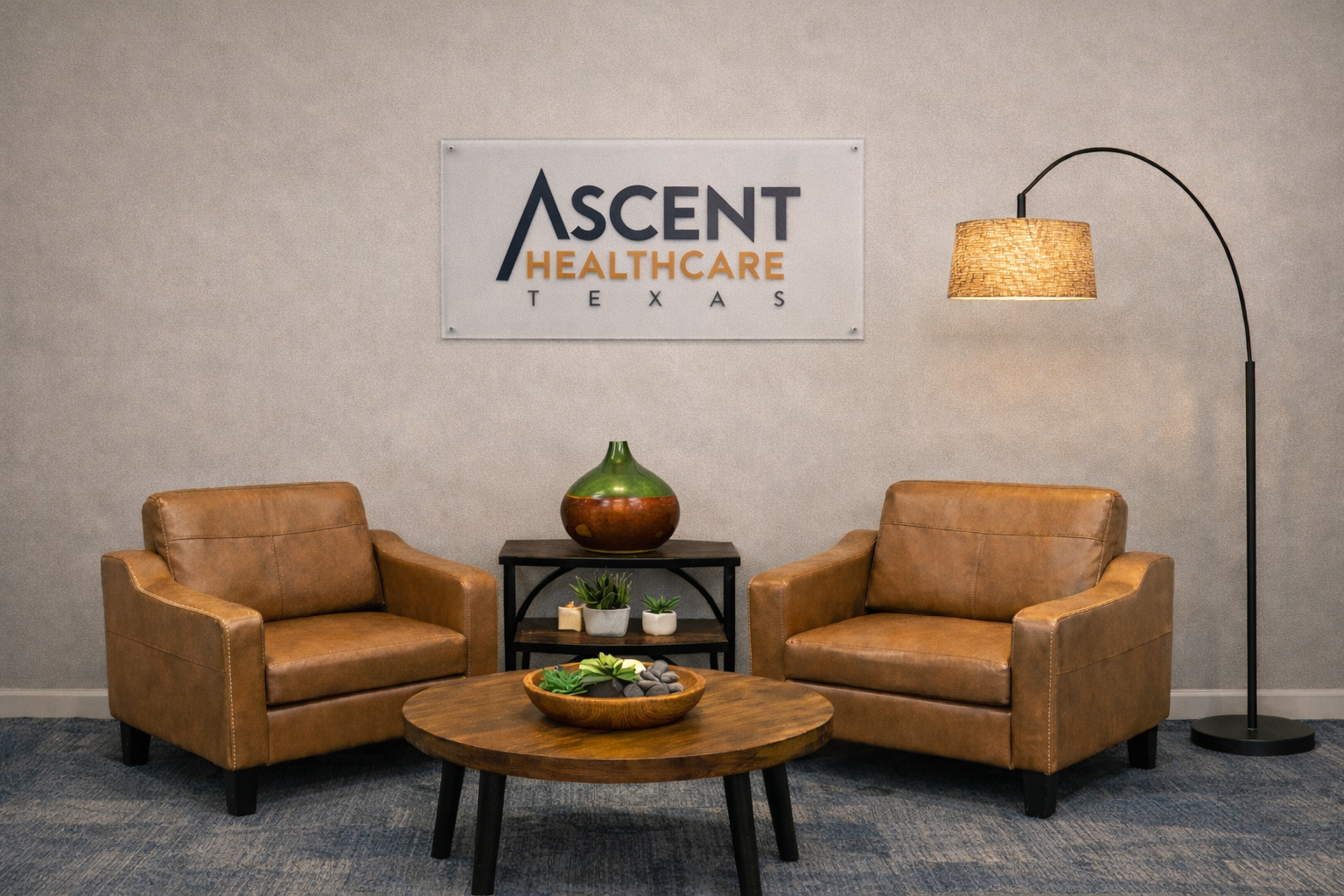 Welcoming waiting area at Ascent Healthcare Texas